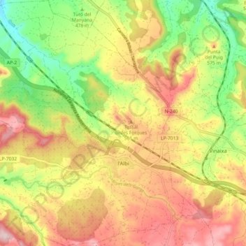 Mapa topográfico l'Albi, altitud, relieve