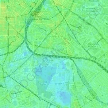 Mapa topográfico Oberbilk, altitud, relieve