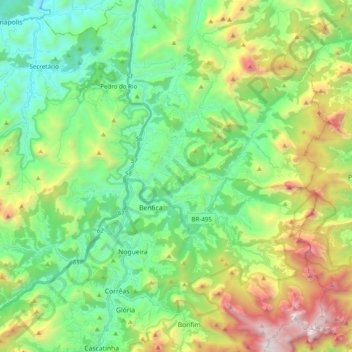 Mapa topográfico Itaipava, altitud, relieve