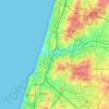 Mapa topográfico Distrito de Tel Aviv, altitud, relieve