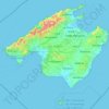 Mapa topográfico Mallorca, altitud, relieve