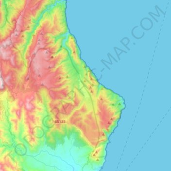 Mapa topográfico Baunei, altitud, relieve