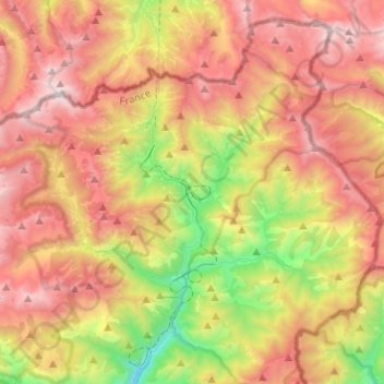 Mapa topográfico Tende, altitud, relieve