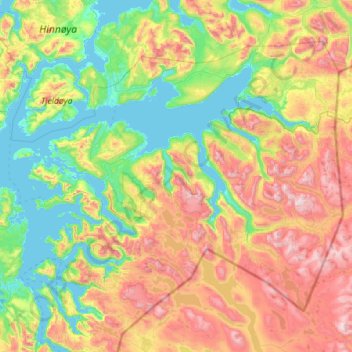 Mapa topográfico Narvik, altitud, relieve