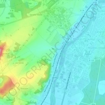 Mapa topográfico Jaux, altitud, relieve