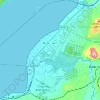 Mapa topográfico Municipio de Dina Huapi, altitud, relieve