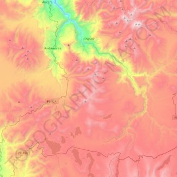 Mapa topográfico Chipao, altitud, relieve