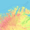 Mapa topográfico Finnmark, altitud, relieve