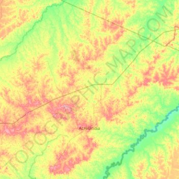 Mapa topográfico Acrelândia, altitud, relieve