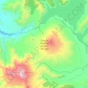 Mapa topográfico Parque Nacional Laguna del Laja, altitud, relieve