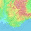 Mapa topográfico Provenza-Alpes-Costa Azul, altitud, relieve