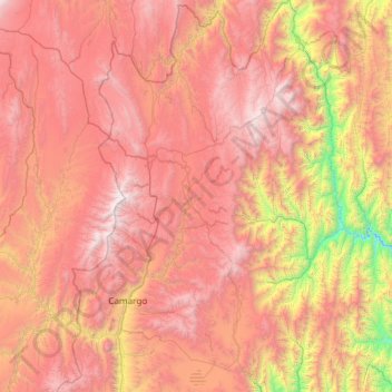 Mapa topográfico Provincia Nor Cinti, altitud, relieve