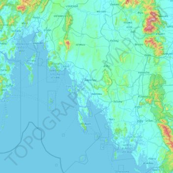 Mapa topográfico Provincia de Krabi, altitud, relieve