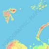 Mapa topográfico Mar de Barents, altitud, relieve
