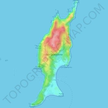Mapa topográfico Isla Quiriquina, altitud, relieve