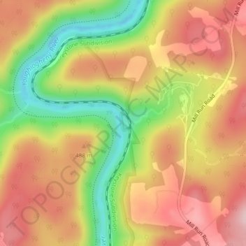 Mapa topográfico Bear Run, altitud, relieve