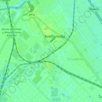 Mapa topográfico Plaza Ucrania, altitud, relieve