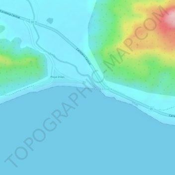 Mapa topográfico Playa Imias, altitud, relieve
