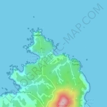 Mapa topográfico Ramuntcho, altitud, relieve