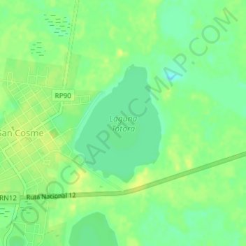 Mapa topográfico Laguna Totora, altitud, relieve