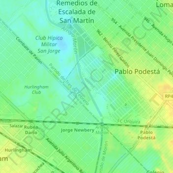 Mapa topográfico Arroyo Moron, altitud, relieve