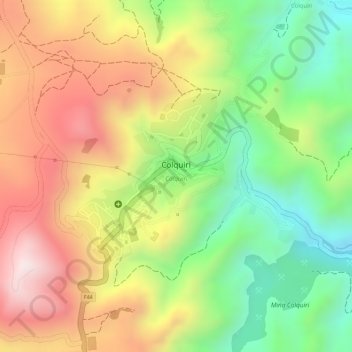 Mapa topográfico Colquiri, altitud, relieve