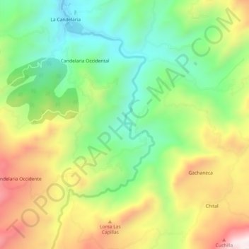 Mapa topográfico Candelaria, altitud, relieve