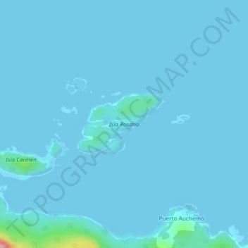 Mapa topográfico Isla Rosario, altitud, relieve
