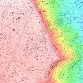 Mapa topográfico San Roque, altitud, relieve