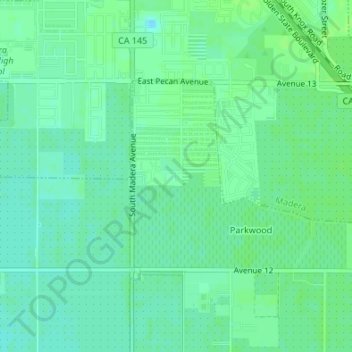 Mapa topográfico Parkwood, altitud, relieve