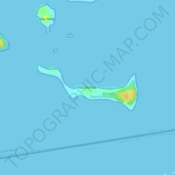 Mapa topográfico Isla Martillo, altitud, relieve