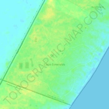 Mapa topográfico Costa Esmeralda, altitud, relieve