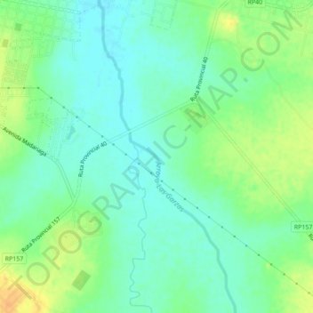 Mapa topográfico Arroyo Las Garzas, altitud, relieve