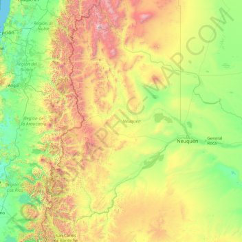 Mapa topográfico Neuquén, altitud, relieve